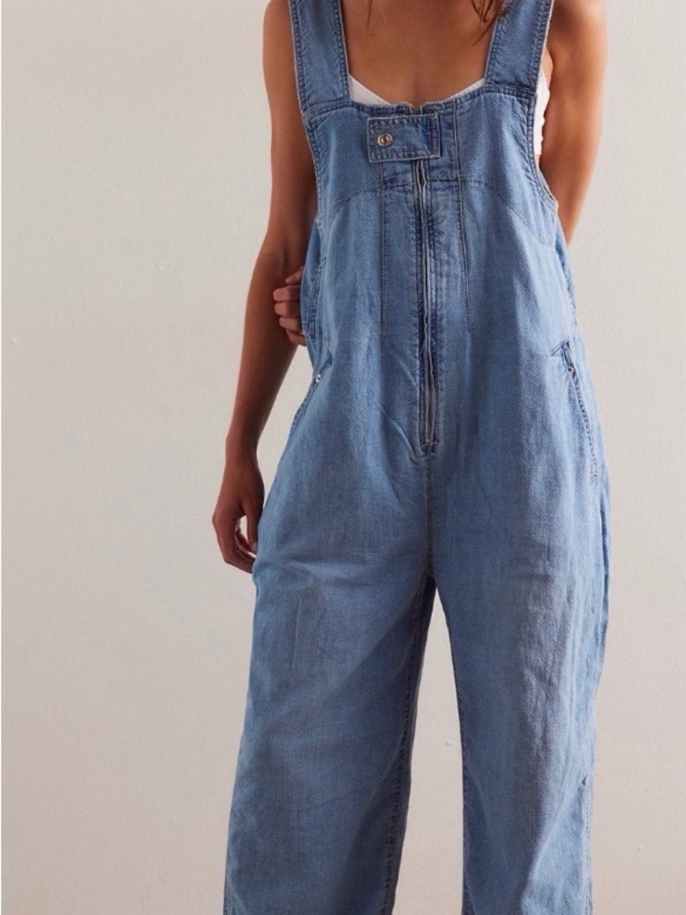 We The Free Light Blue Denim Overalls
